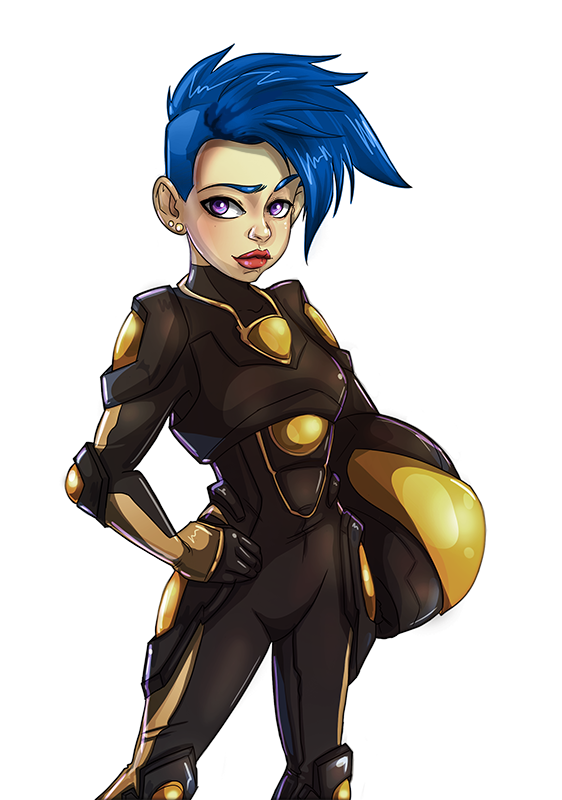 Female anarchist fighter pilot in Quasar Falcon